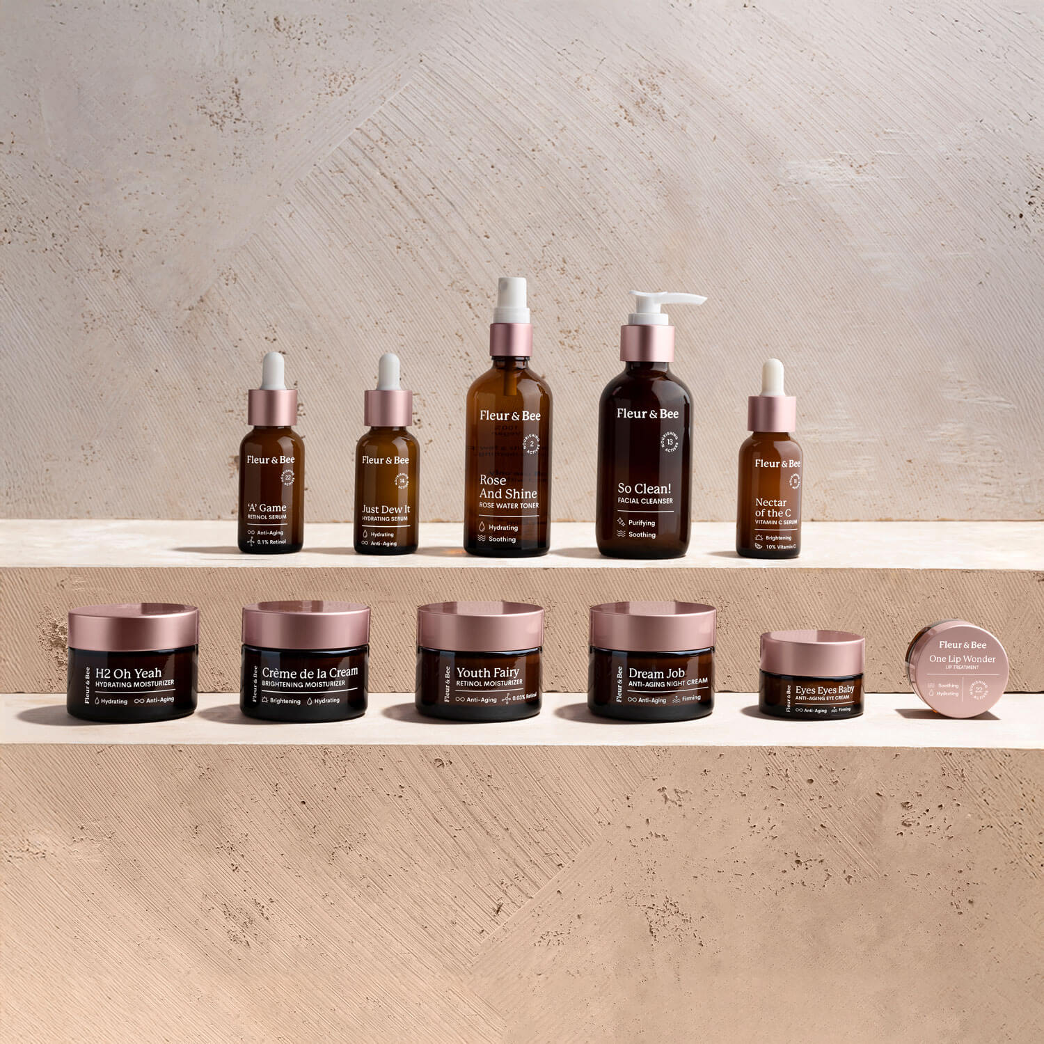 Fleur & Bee collection of luxury vegan skincare products