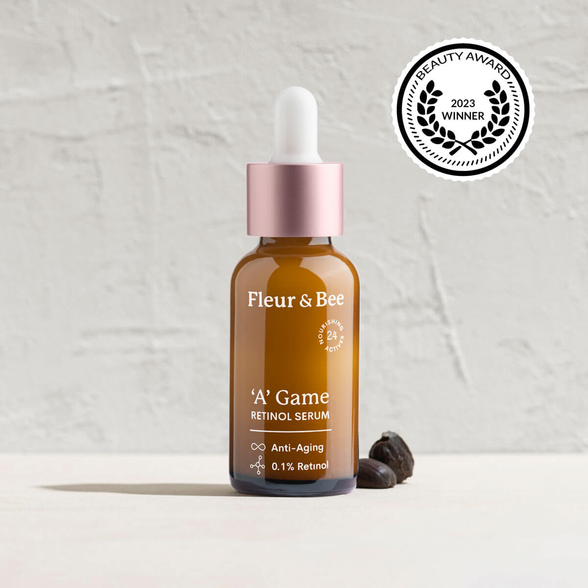 'A' Game, award-winning natural and vegan retinol serum by Fleur & Bee