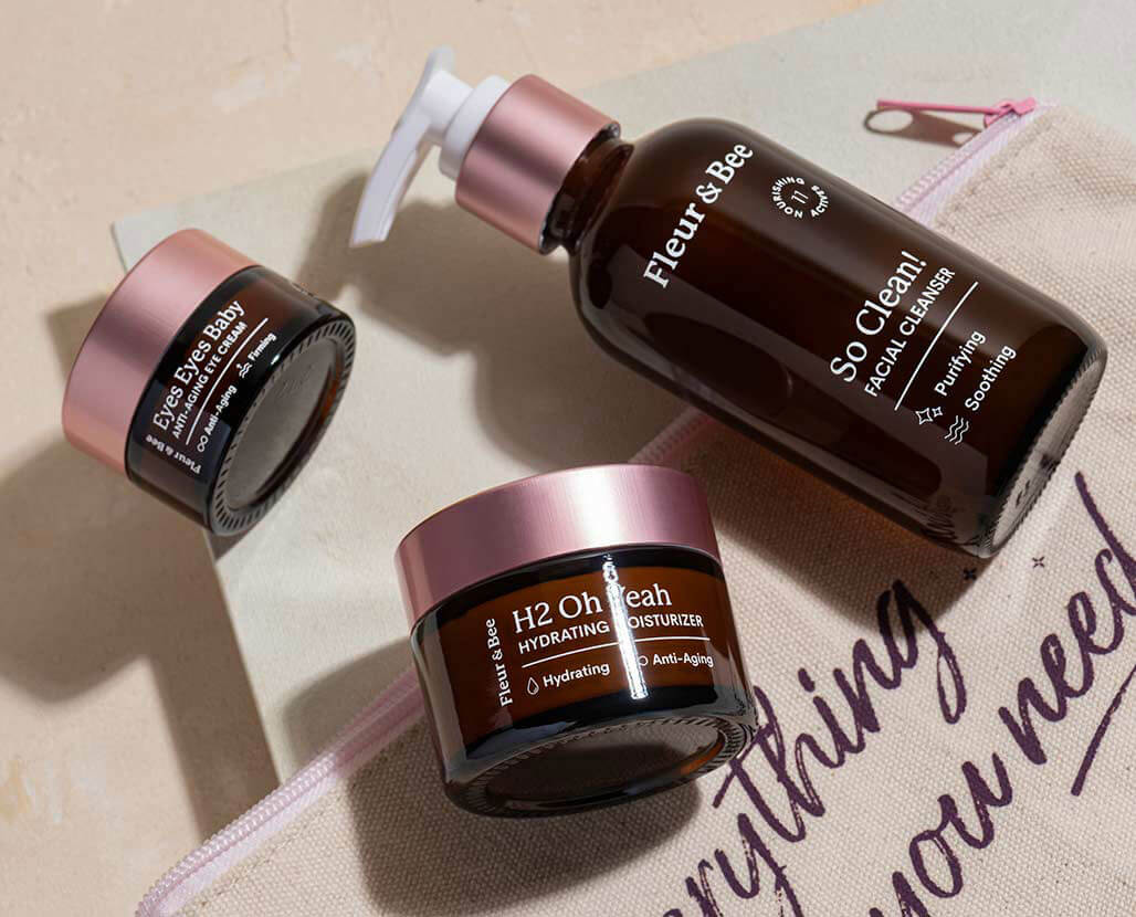 three products that make up a skincare routine