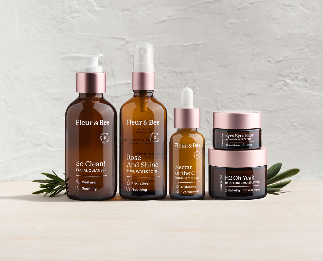 a lineup of recyclable skincare products
